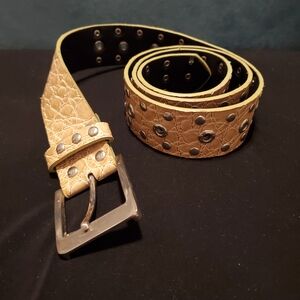 Stylish Beige Silver Studded Ladies Belt 40 Inch